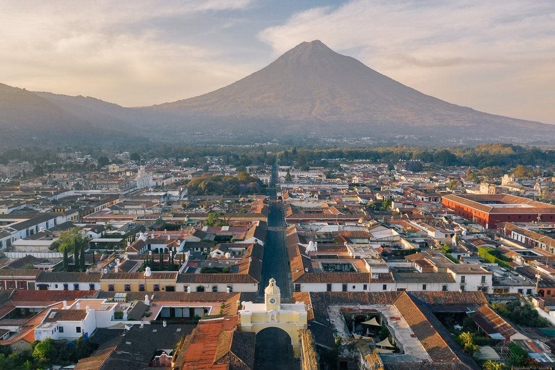 Aerial Views of Antigua (Guatemala) – Volcano and Colonial Charm