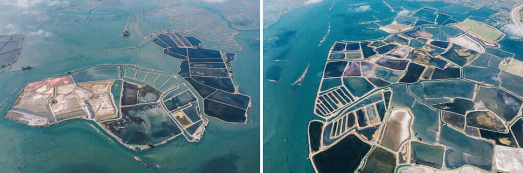 002 aveiro salzfelder portugal drohne 1024x340 - Salt Fields of Aveiro: A Play of Color and Structure