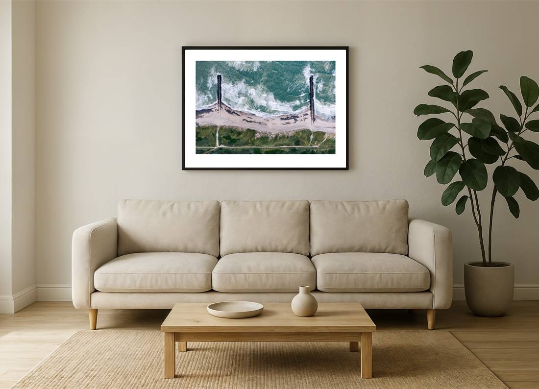 denmark i2v 0005 wall - Dänemark 04 - Luftaufnahme der unberührten dänischen Küstenlinie mit sanft anrollenden Wellen