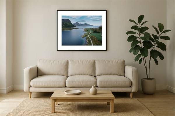 norway i2v 0020 wall 600x400 - Norwegen 13 - Majestätischer Luftblick auf einen Fjord der Lofoten
