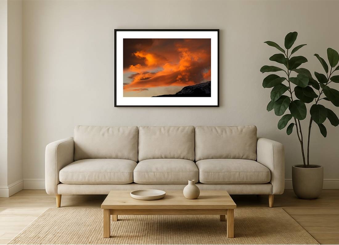 island 0007 wall - Island 07 - Leuchtender Sonnenuntergang über den isländischen Highlands