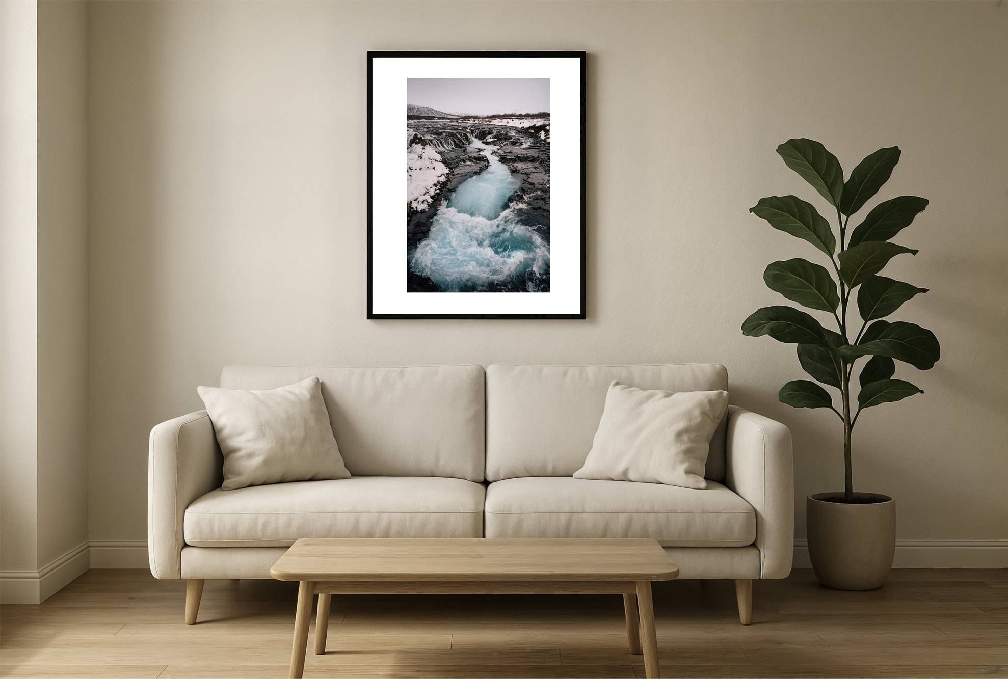 island 0009 wall - Island 09 - Winterwasserfall in Islands verschneiter Wildnis