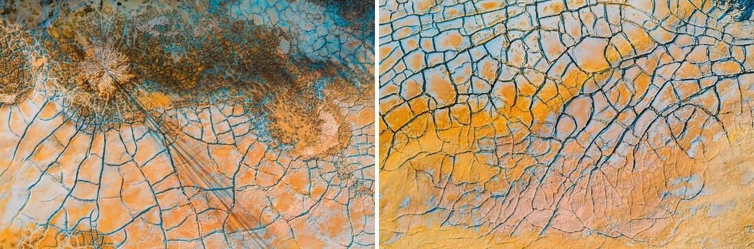 031 saltfields aereal drone mineral lake - Lagos minerales de colores y una mina abandonada