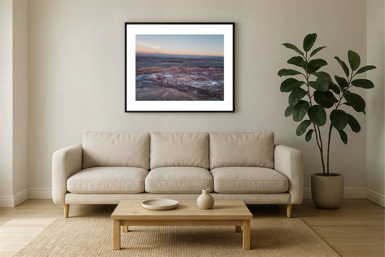 atacama 0004 wall - Atacama 04 - Luftaufnahme bei Sonnenuntergang über Salzflächen und Bergen der Atacama-Wüste