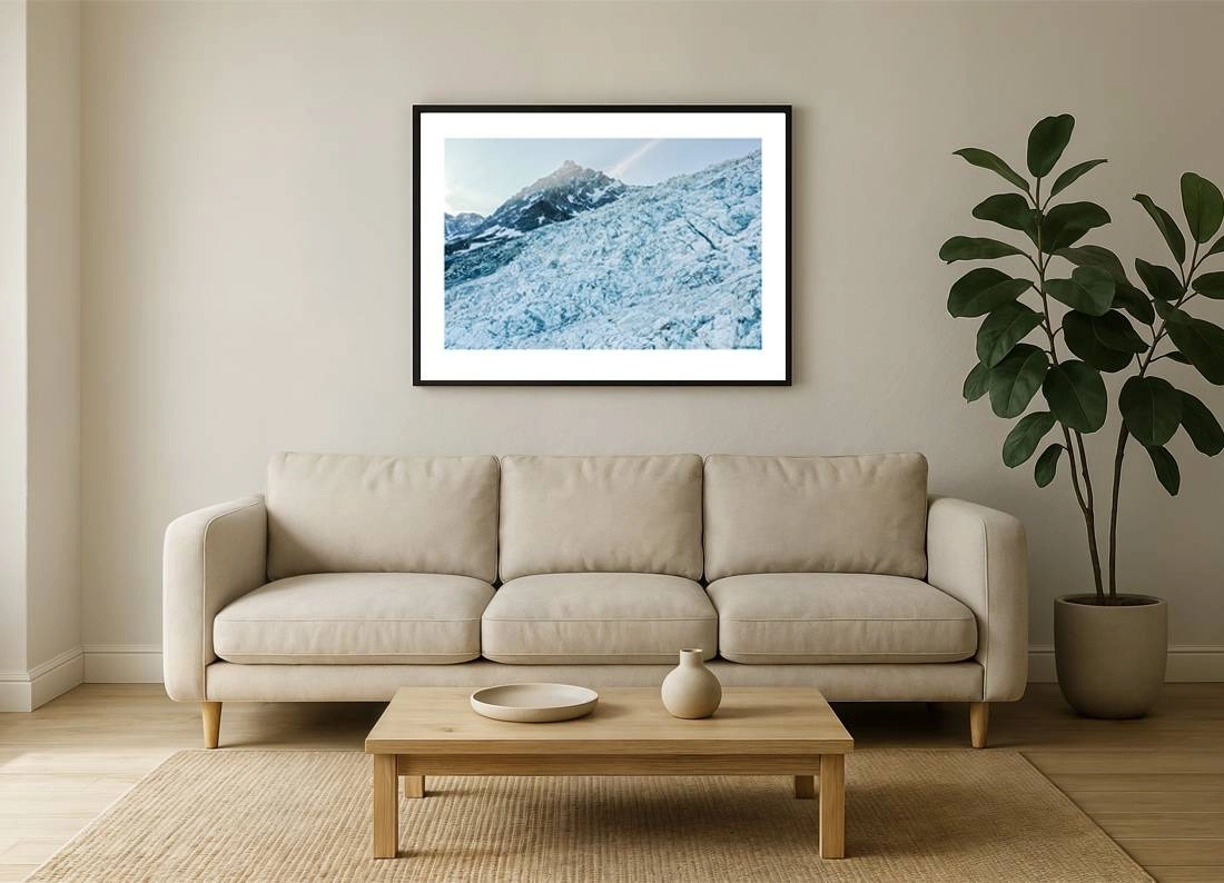 gletscher i2v 0005 wall - Gletscher 05 - Majestätische Luftaufnahme des Mont-Blanc-Gletschers bei Sonnenaufgang