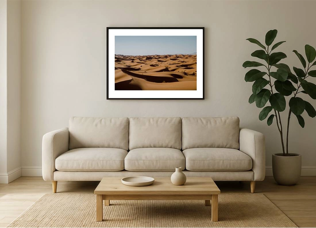 marokko i2v 0005 wall - Marokko 05 - Goldener Sonnenuntergang über den sanften Dünen der Sahara