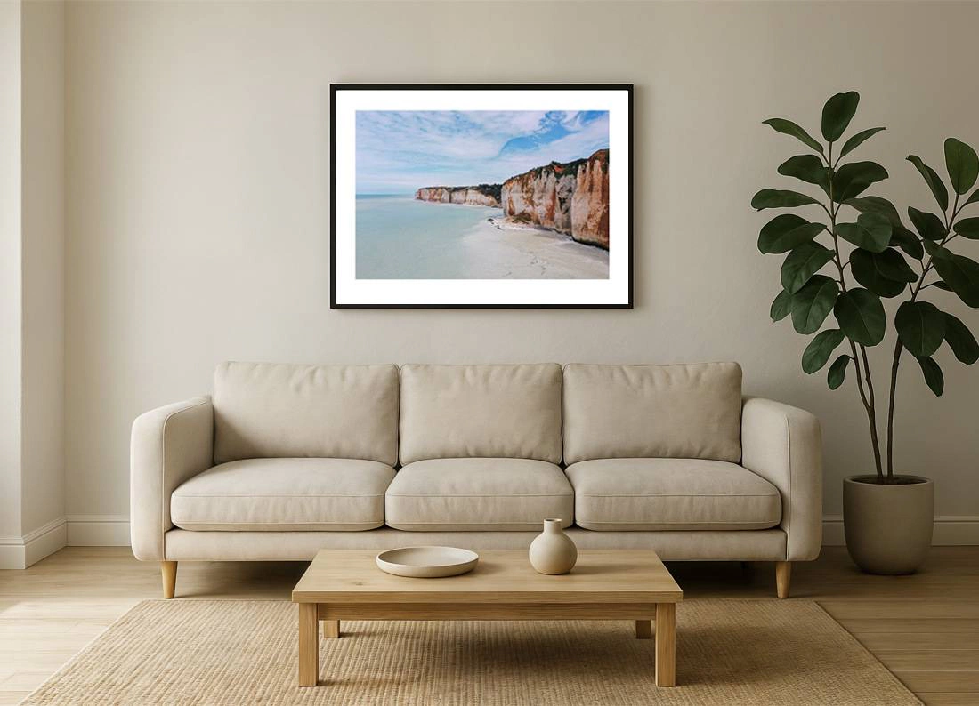 normandie i2v 0003 wall - Normandie 03 - Luftaufnahme der majestätischen Kreideklippen der Normandie mit türkisfarbenem Wasser