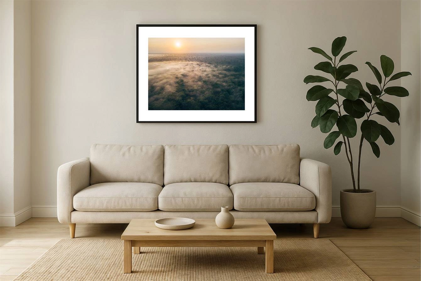 borneo bali 2018 0080 wall - Borneo 04 - Sonnenaufgangs-Ruhe über dem nebelverhangenen Dschungeldach Borneos