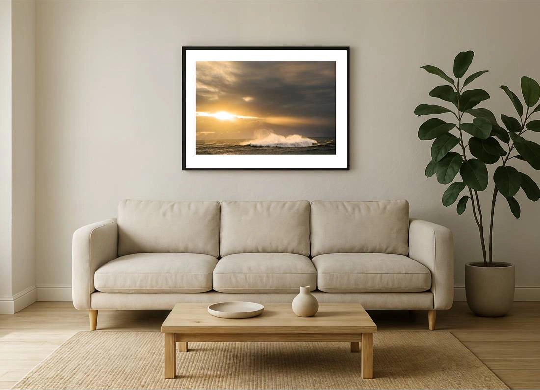 island 0005 wall - Island 05 - Goldene Abendwelle an der isländischen Küste