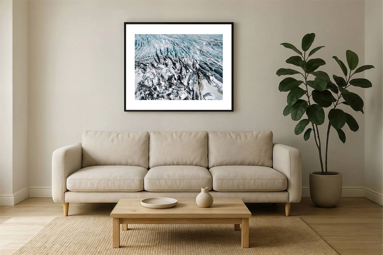 island 0010 wall - Island 10 - Luftaufnahme eines uralten isländischen Gletschers