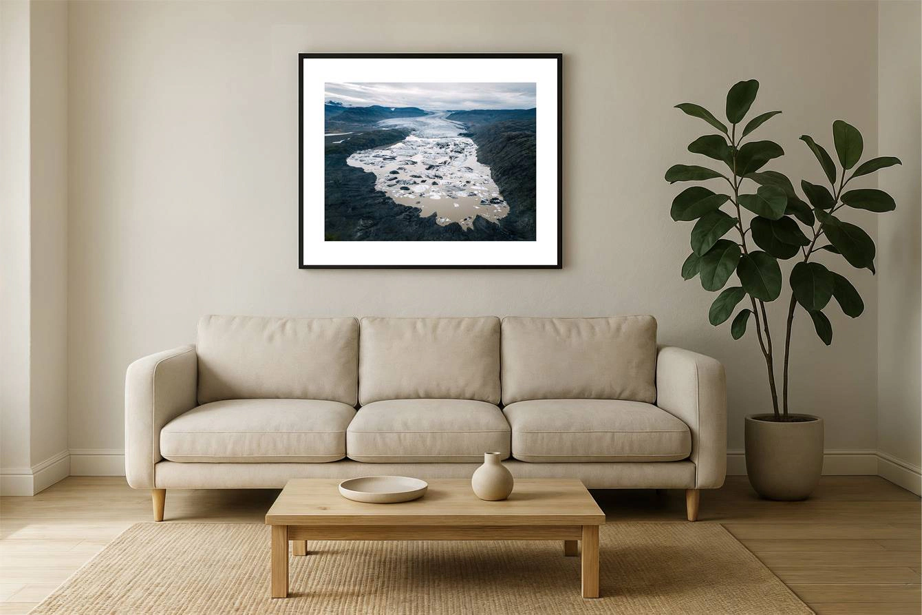 Island 25 - Vorwärtsblick über einen isländischen Gletschersee mit uraltem Eis island 0025 wall - Island 25 - Vorwärtsblick über einen isländischen Gletschersee mit uraltem Eis