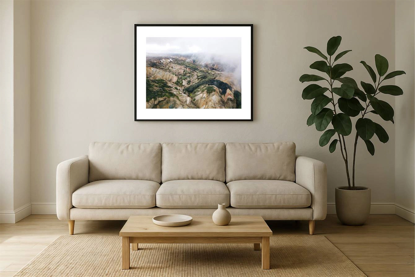 Island 33 - Ruhige Hochlandlandschaft mit ziehenden Wolken in Landmannalaugar island 0033 wall - Island 33 - Ruhige Hochlandlandschaft mit ziehenden Wolken in Landmannalaugar